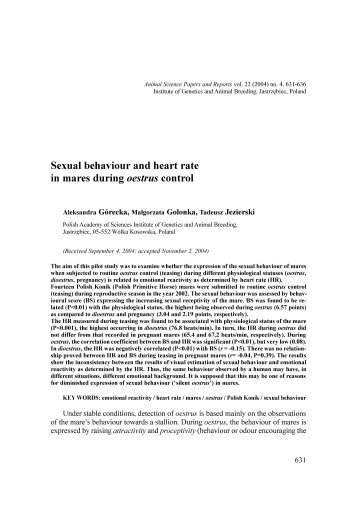 Sexual behaviour and heart rate in mares during oestrus control
