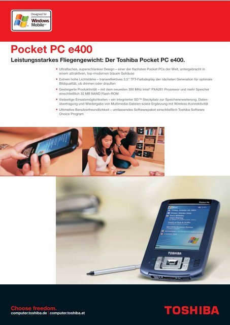 Leistungsstarkes Fliegengewicht: Der Toshiba Pocket PC e400.