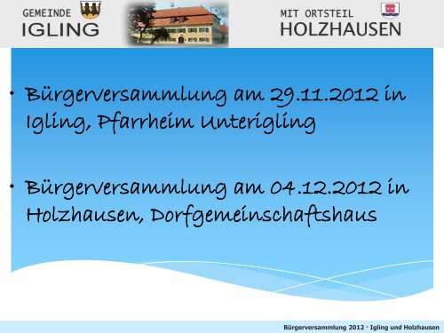 Bürgerversammlung 2012 · Igling und Holzhausen