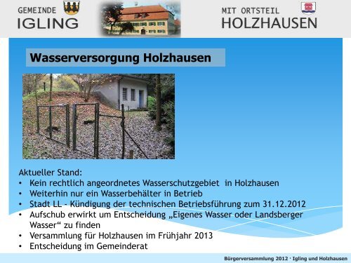 Bürgerversammlung 2012 · Igling und Holzhausen