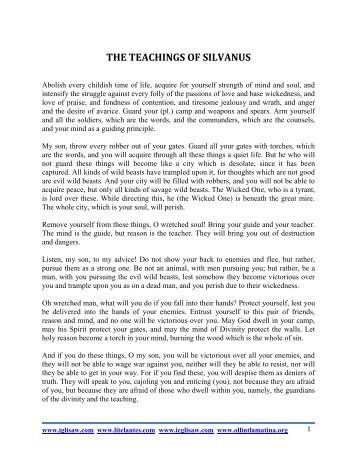THE TEACHINGS OF SILVANUS - Iglisaw