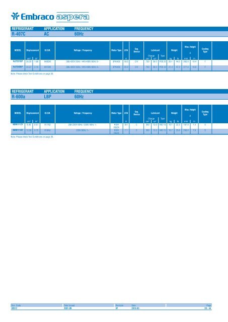 NB NE T/NT NJ EM R-134a R-22 R-404A / R-507 R-407C ... - Iglotech