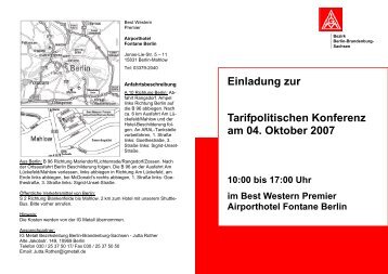 Einladung zur Tarifpolitischen Konferenz am 04. Oktober 2007