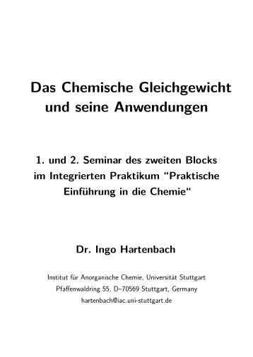 Das Chemische Gleichgewicht - Institut für Anorganische Chemie