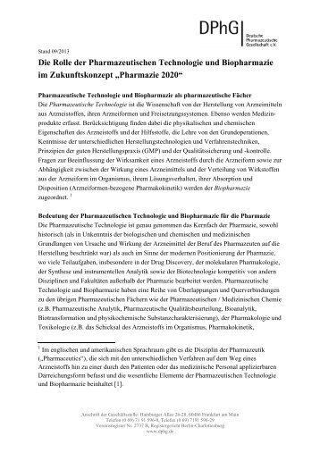 Pharmazeutischen Technologie und Biopharmazie - Deutsche ...