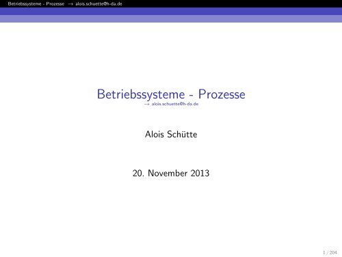 Betriebssysteme - Prozesse