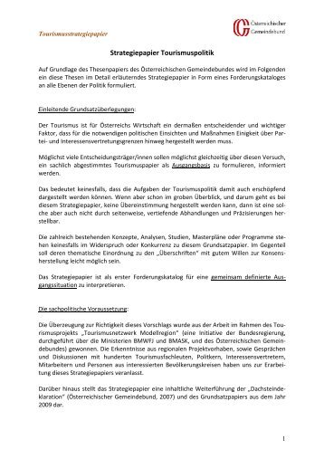 Stategiepapier zur Tourismuspolitik (PDF) - Österreichischer ...