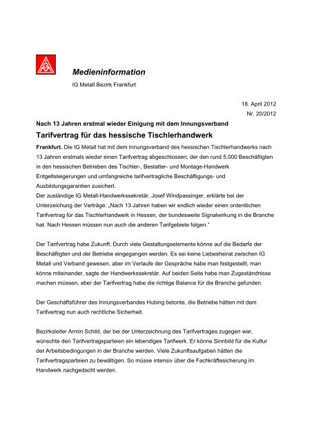 Tarifvertrag fÃ¼r das hessische Tischlerhandwerk (PDF 12 ... - IG-Metall