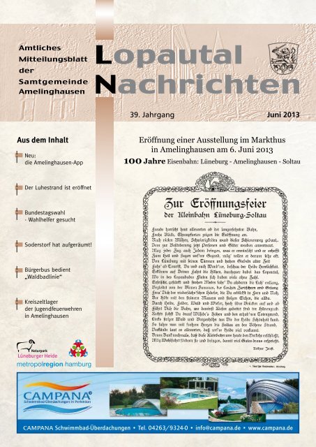 Lopautal Nachrichten 06/2013 - Amelinghausen