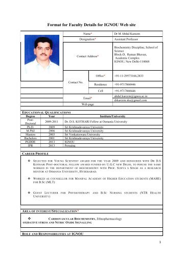 Biodata - IGNOU