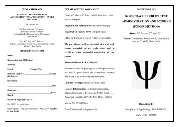 rorschach inkblot test administration and scoring (exner ... - IGNOU