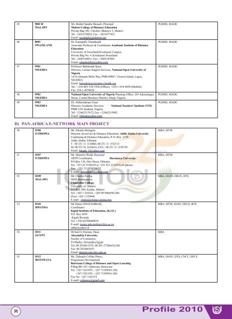 Profile 2010 - IGNOU