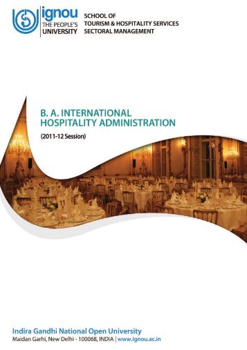 Centres offerIng BA International Hospitality Administration - IGNOU