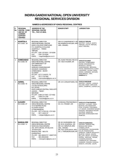 Handbook and Prospectus - IGNOU