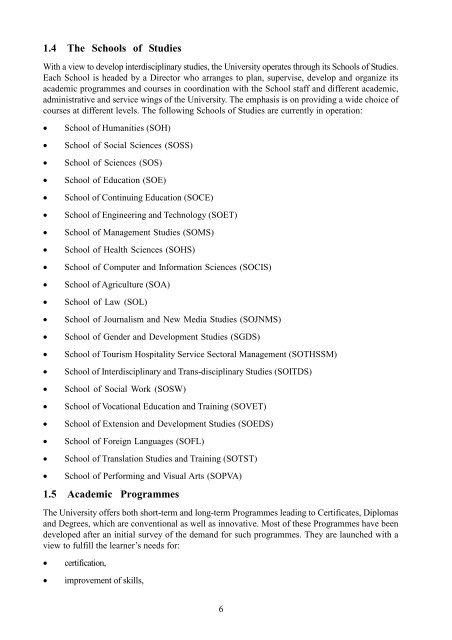 Handbook and Prospectus - IGNOU