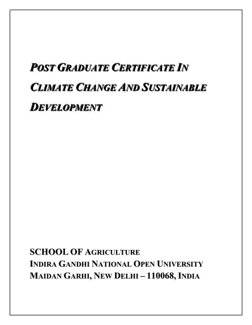 Post Graduate Certificate in Climate Change and ... - IGNOU Online