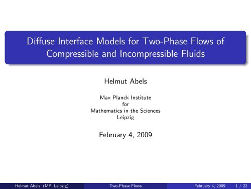 Diffuse Interface Models for Two-Phase Flows of Compressible and ...