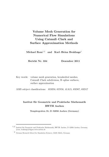 Volume Mesh Generation for Numerical Flow Simulations Using ...