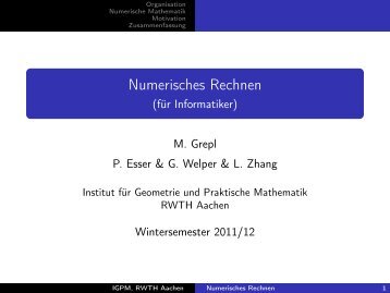 Numerisches Rechnen - Institut fÃ¼r Geometrie und Praktische ...