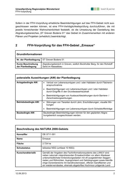 Anhänge D bis F zum Umweltbericht - Bezirksregierung Münster