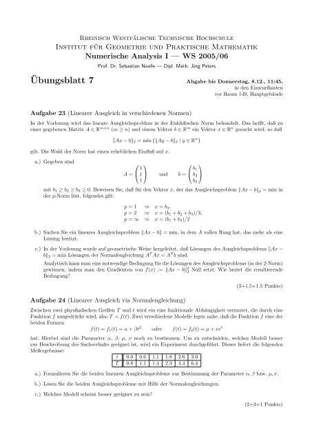 Blatt 7 - Institut fÃ¼r Geometrie und Praktische Mathematik