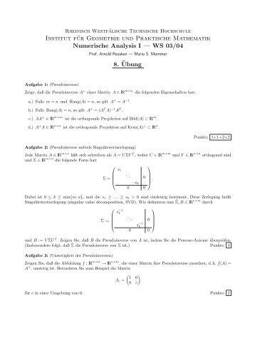 Ãbung 8 - Institut fÃ¼r Geometrie und Praktische Mathematik