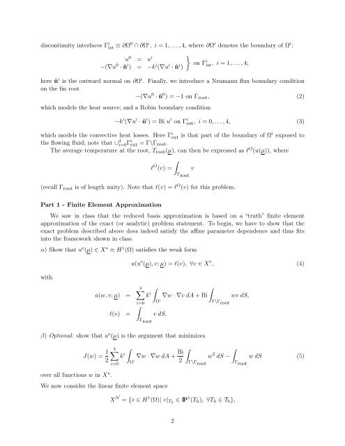 The Reduced Basis Method Problem Set 1