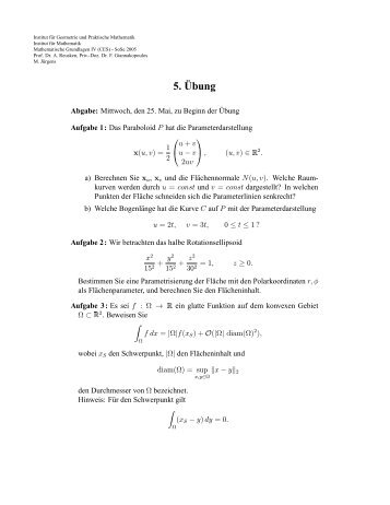 5. Ãbung - Institut fÃ¼r Geometrie und Praktische Mathematik