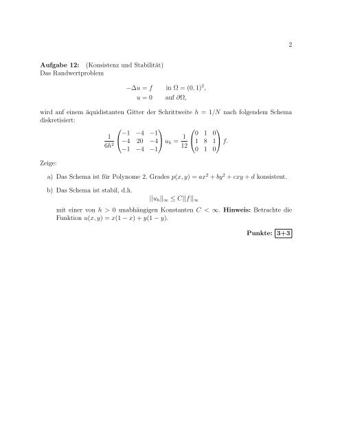 4. Ãbungsblatt - Institut fÃ¼r Geometrie und Praktische Mathematik