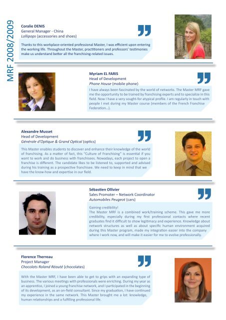 Alumni Testimonials FNM 2012 / 2013