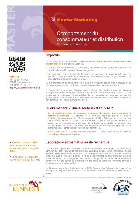 Comportement du consommateur et distribution - Institut de gestion ...