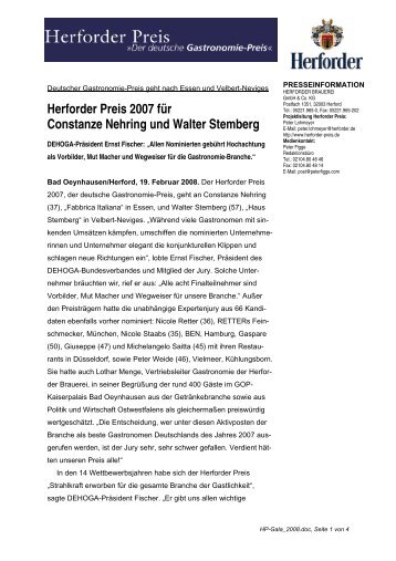 Herforder Preis 2007 fÃ¼r Constanze Nehring und Walter Stemberg