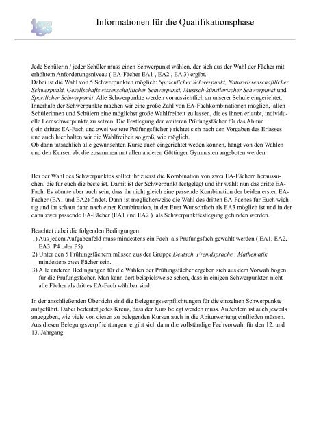 Informationen zur Qualifikationsphase.pdf - IGS GÃ¶ttingen
