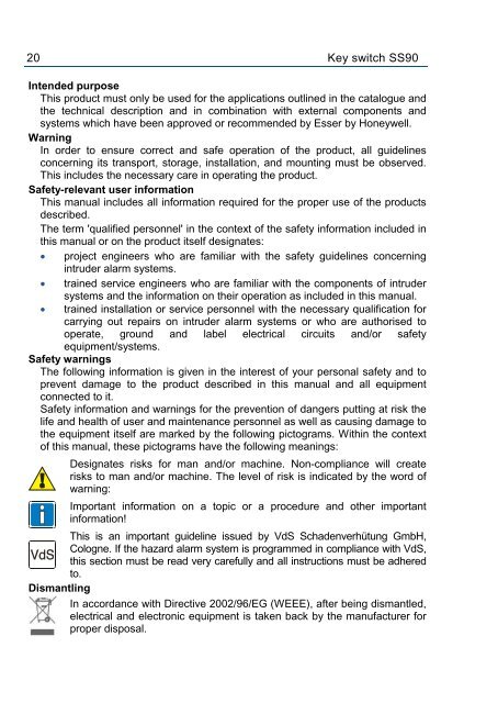 Honeywell - SchlÃ¼sselschalter SS90 (PDF) - IGS-Industrielle ...