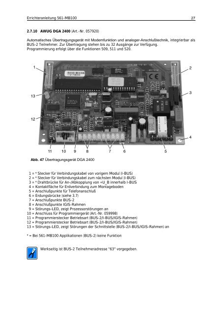 Honeywell - Einbruchmelderzentrale 561-MB100 - Errichter