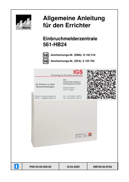 Einbruchmelderzentrale 561-HB48 - IGS-Industrielle ...