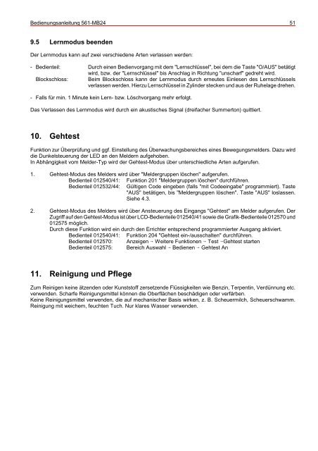 Honeywell - Einbruchmelderzentrale 561-MB24 - Bedienung (PDF)