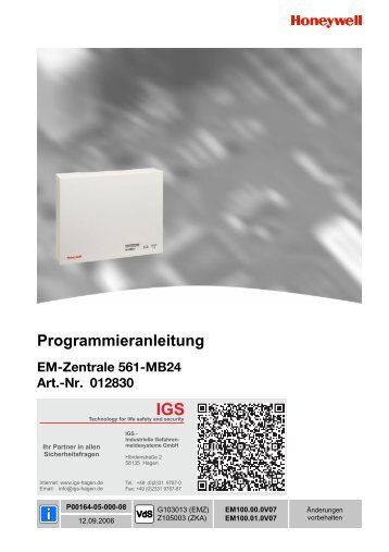 Honeywell - Einbruchmelderzentrale 561-MB24 - IGS-Industrielle ...