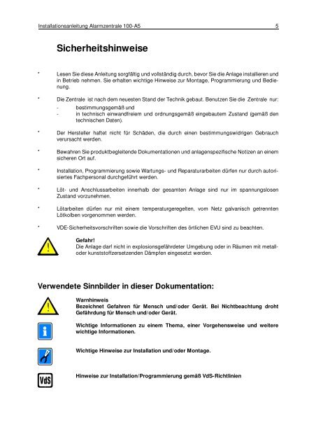 Alarmzentrale 100-A5 - IGS-Industrielle Gefahrenmeldesysteme ...