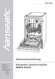 Gebrauchsanleitung Hanseatic Geschirrspüler WQP8-9345C