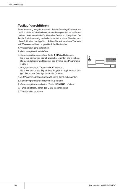 Gebrauchsanleitung Hanseatic Geschirrspüler WQP8-9345C