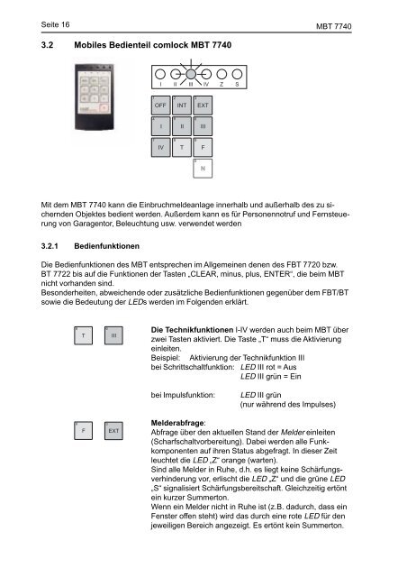 Telenot - Einbruchmelderzentrale Complex 216H - Bedienung