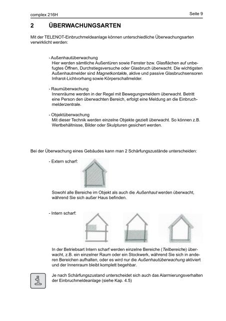 Telenot - Einbruchmelderzentrale Complex 216H - Bedienung