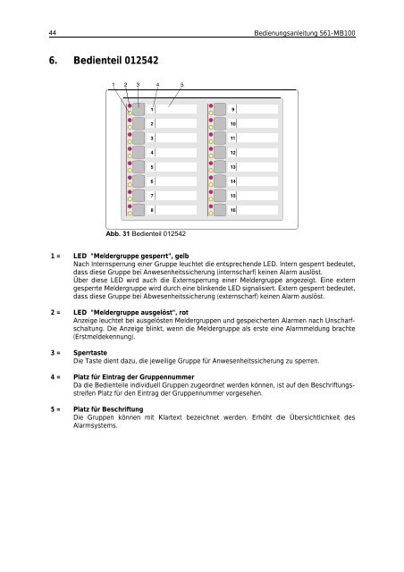 Honeywell - Einbruchmelderzentrale 561-MB100 - Bedienung (PDF)