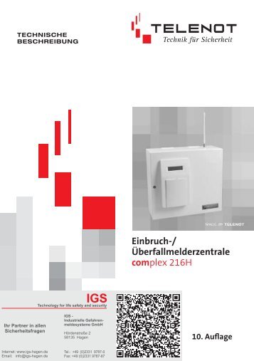 Einbruchmelderzentrale Complex 216H - IGS-Industrielle ...