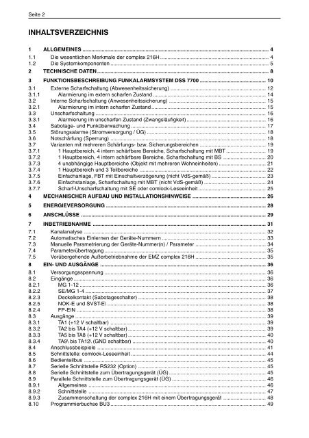 Einbruchmelderzentrale Complex 216H - IGS-Industrielle ...