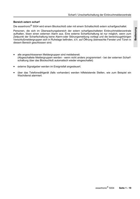 Einbruchmelderzentrale Essertronic 5004 (PDF) - IGS-Industrielle ...