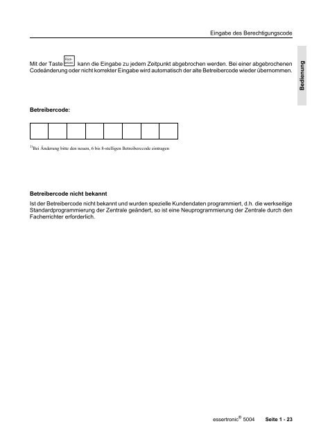 Einbruchmelderzentrale Essertronic 5004 (PDF) - IGS-Industrielle ...