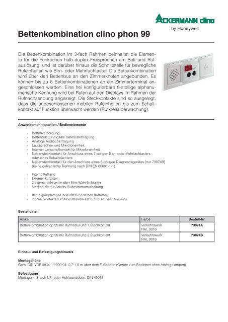 Patientenrufsystem clino phon 99 - IGS-Industrielle ...