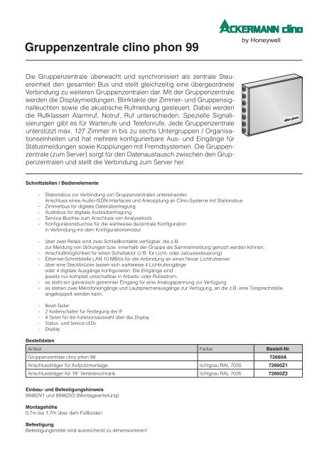 Patientenrufsystem clino phon 99 - IGS-Industrielle ...